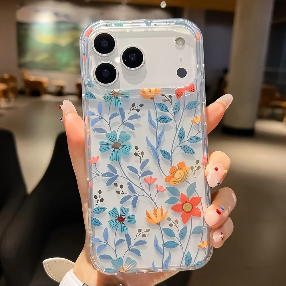 Luxuriöse Handyhülle mit Blumenmuster für iPhone 18 17 Air 16 15 14 13 12 11 Pro Max 16E, stoßfeste, harte Acryl-Rückseite – Detail 6