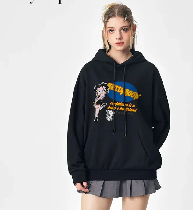 Miniso BETTY BOOP 漫画プリント パーカー 長袖 メンズ レディース