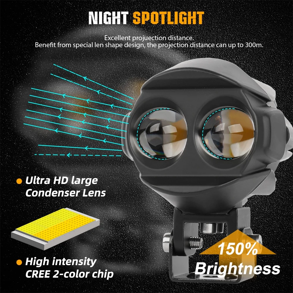 Explorers Motorcycle Driving Fog Lamps High Power Spotlights Hi/Low Beam Driving Light for ATV Truck Bike SUV ATV Truck UTV