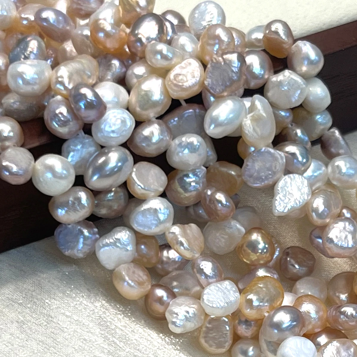 5-6 مللي متر لؤلؤ المياه العذبة الطبيعية الباروك ثلاثة سبعة حفرة الخرز Charms DIY بها بنفسك النساء الرجال قلادة أساور صنع المجوهرات