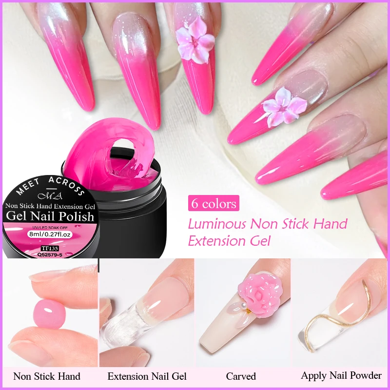 루미너스 논스틱 핸드 익스텐션 젤 네일 폴리쉬 3D 쉐이핑/스컬핑/카빙 UV/LED 젤 형광 네온 컬러 젤리 하드 젤