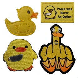 Cartoon Little Yellow Duck Embroidery Hook&Loop Patches Duck Morale Badge with Knife on Backpack Hat Sticker Tactical Patch