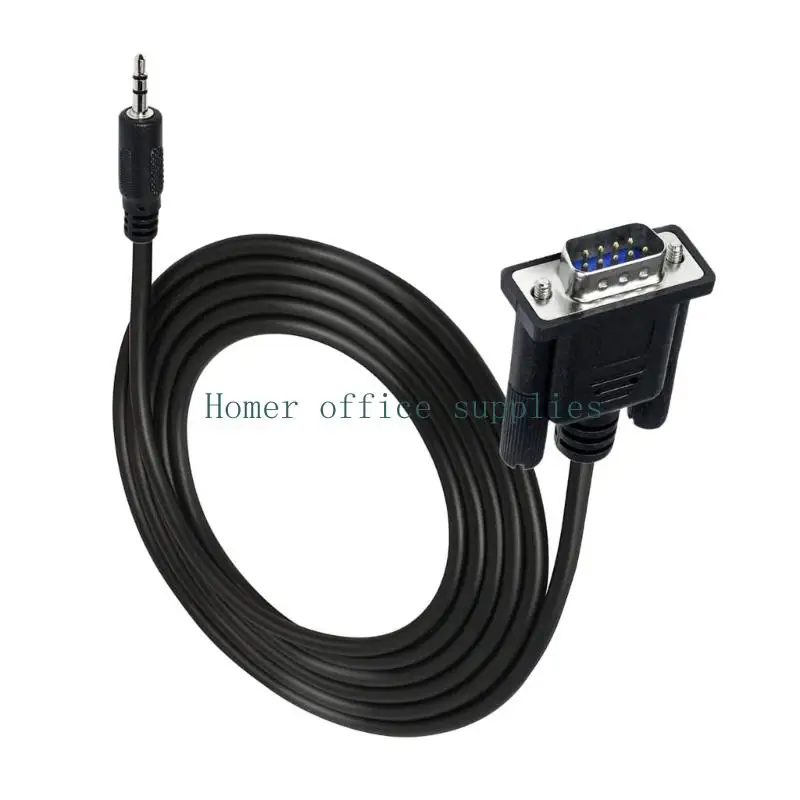 K43B RS232 Data Cable with 3.5MM Male End and 9-Pin End, Featuring Threaded Thumbscrews and Protective PVC Covering
