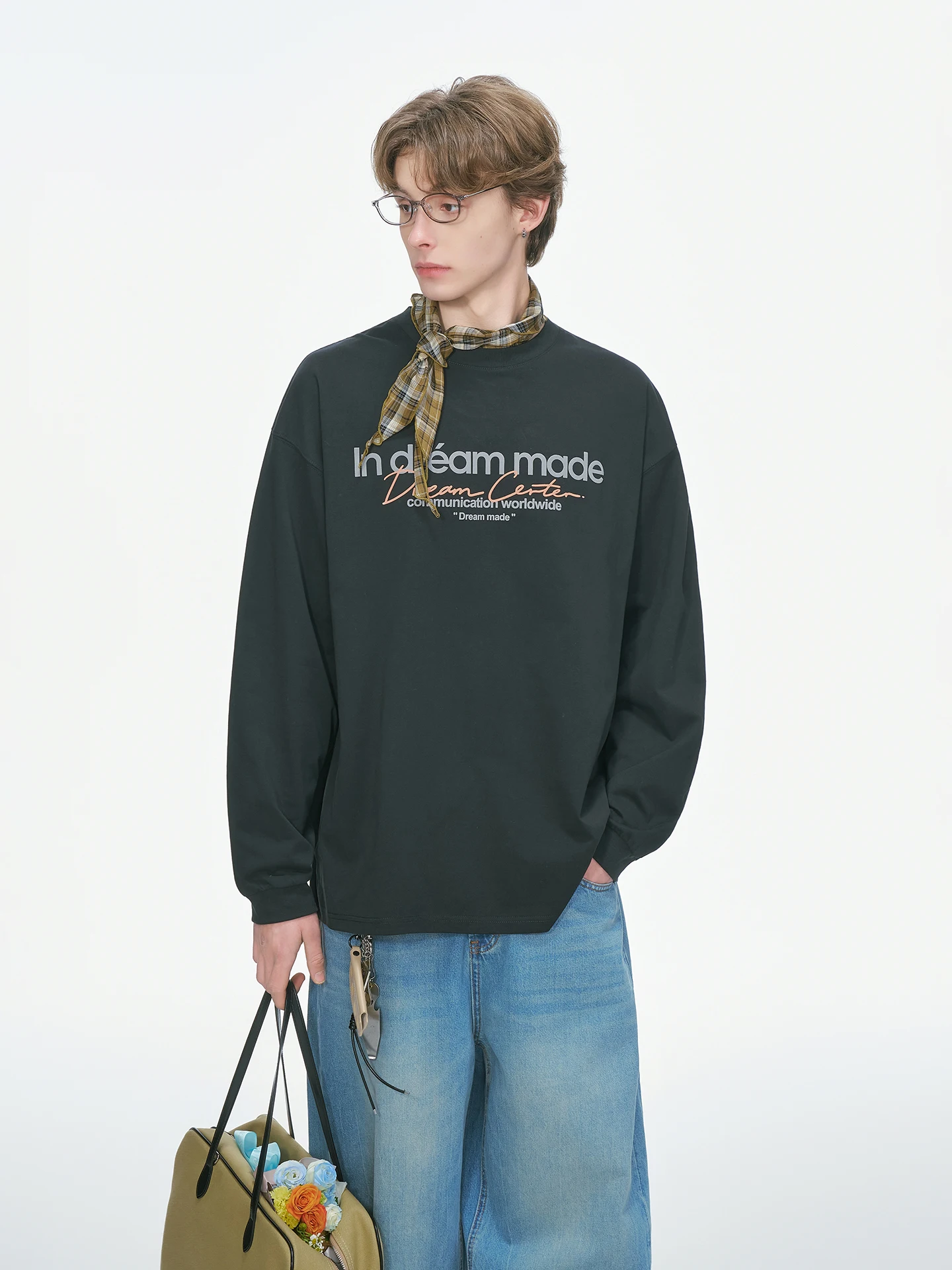 Dreammade American Style Heavyweight Printed Long Sleeve T-Shirt Men's Casual Base Shirt Trendy Brand Spring Autumn Top