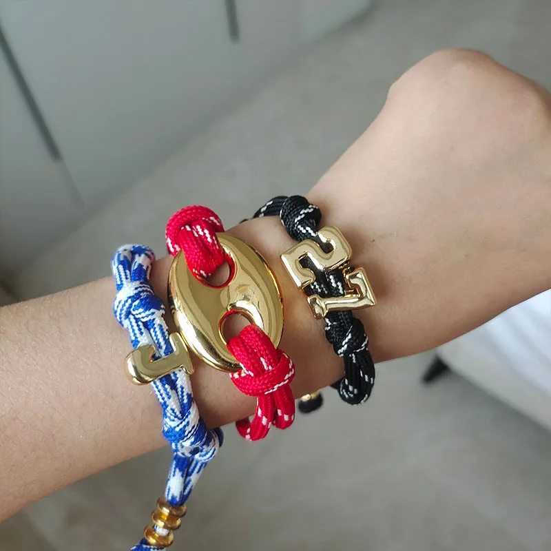 

Personalized Bean Bracelet Bracelet DIY Handmade Braided String Pig Nose Bracelet Colorful Cord Christmas Jewelry Gift Women