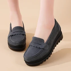 41 large size women's shoes suede leather loafers muffin sole thick sole increase casual women's single shoe cover foot leather