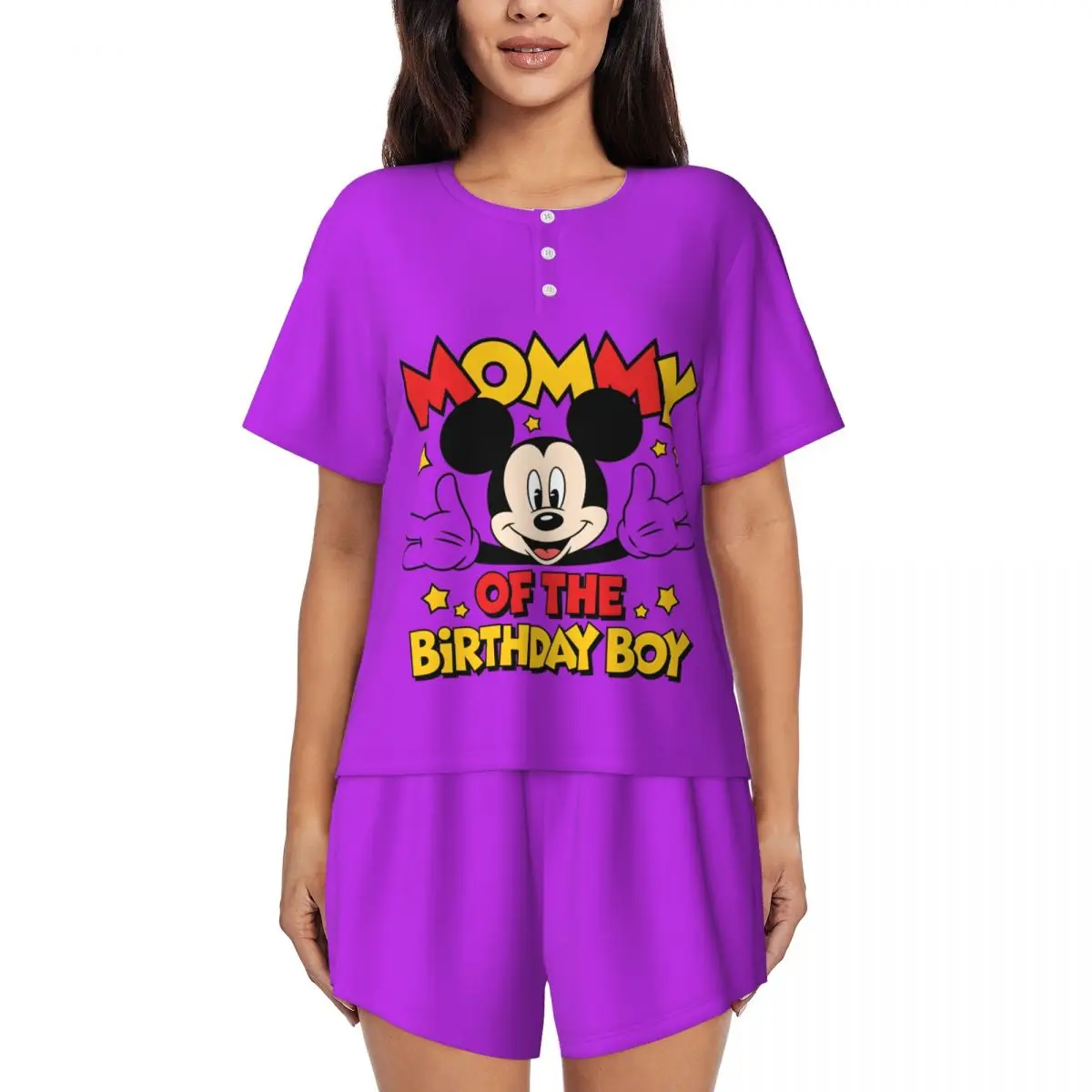 

Custom Print Womens Mickey Mouse Pajamas Set Short Sleeve 2 Piece Sleepwear Pjs Lounge Sets
