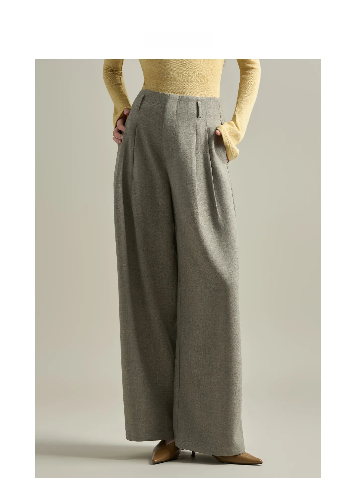 

LIMONN High Waist Wide Leg West Pants Retro Slimming Drapey Commute Long Pants Autumn Winter High Faion Women's Trousers