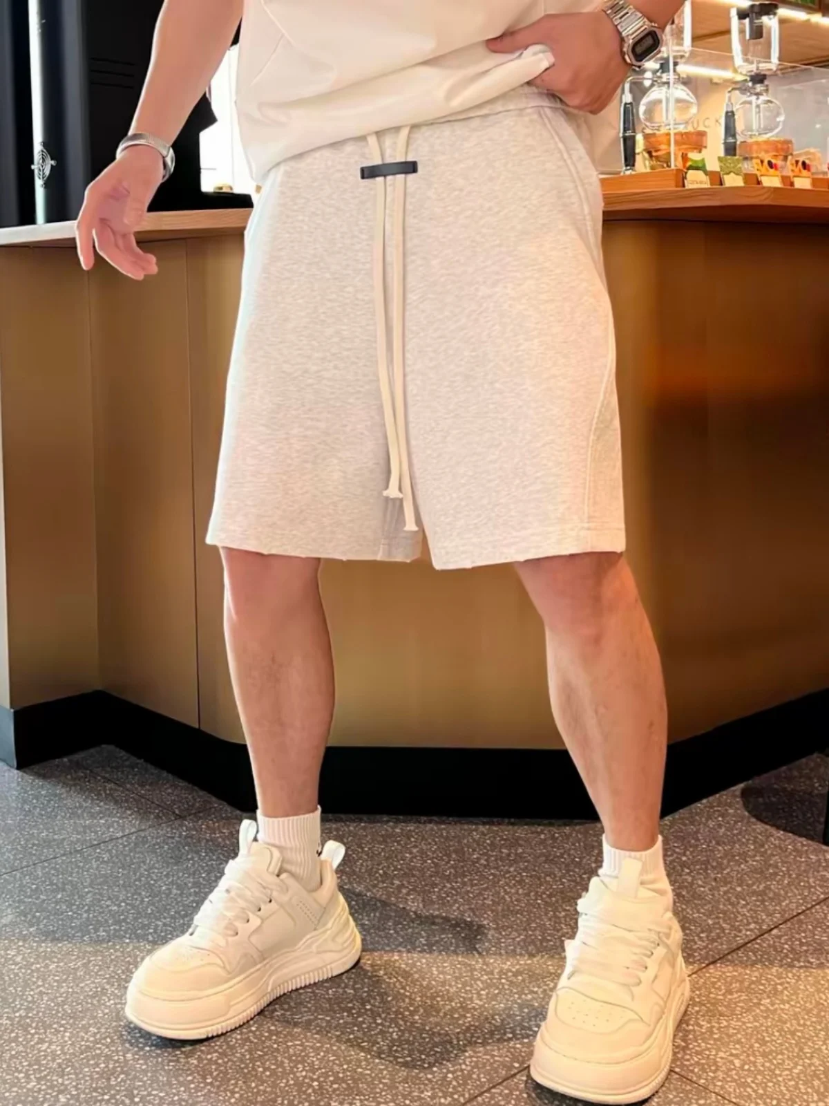 Summer Casual Men's Loose Fit Five Inch Beach Shorts Breathable Cotton Distressed Lightweight Comfortable Sporty Shorts