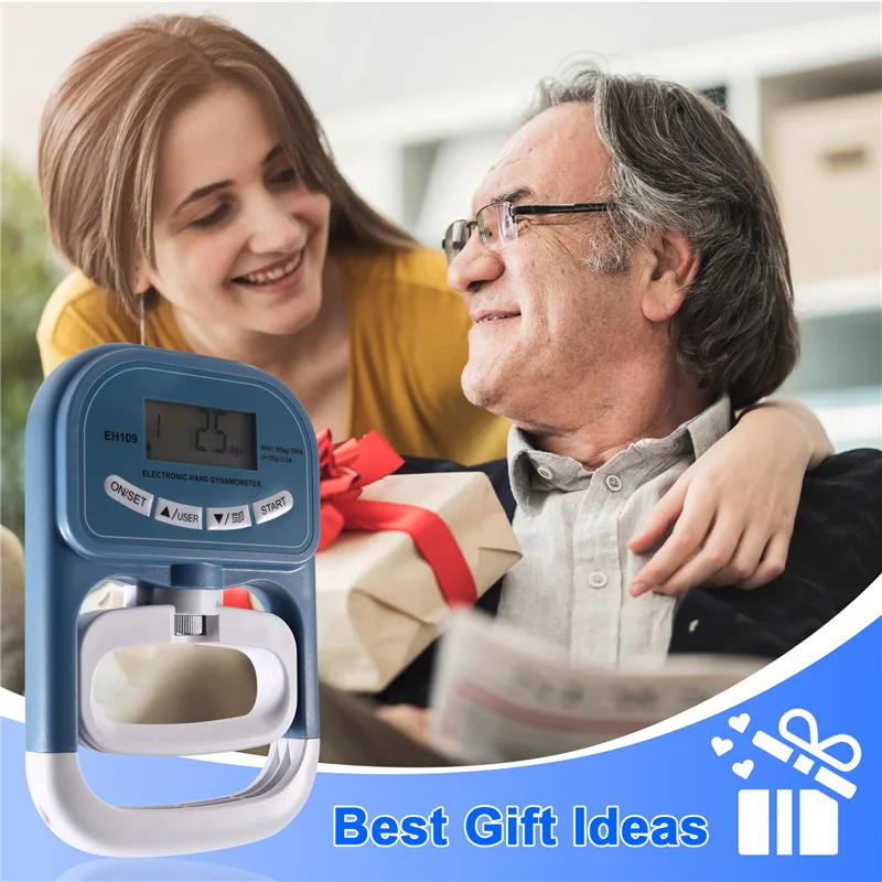 B72A EH109 Probador avanzado de fuerza de agarre manual, dinamómetro digital, herramienta de entrenamiento de fuerza máxima de 180 kg/396 libras