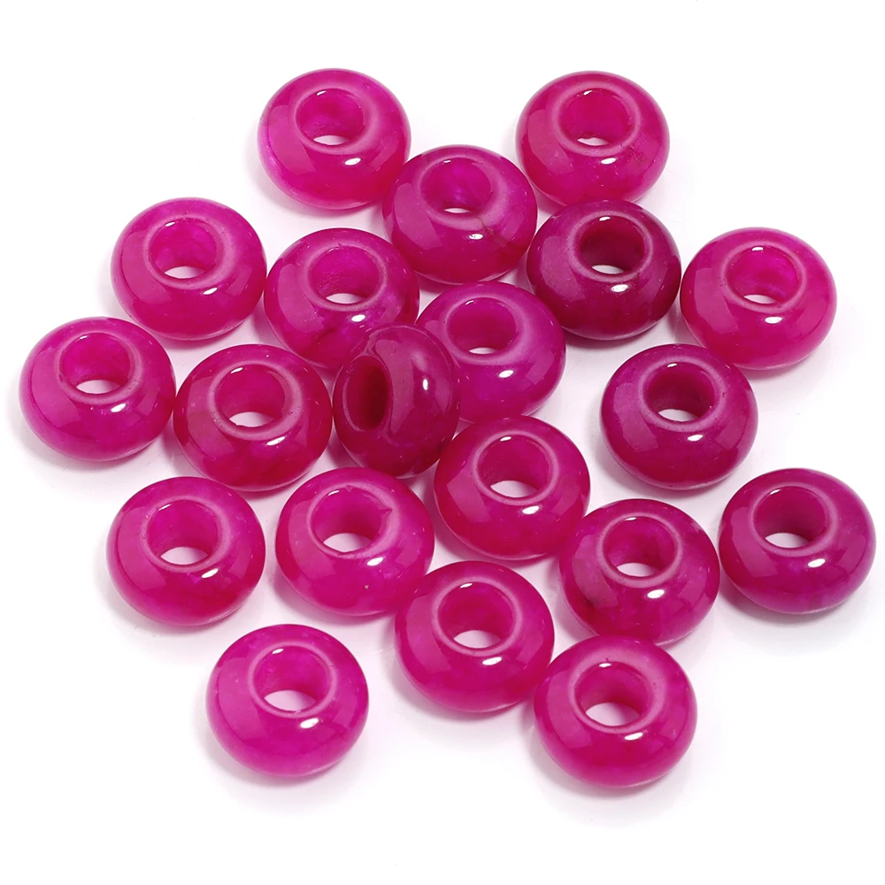 6 stks 14x8mm Natuursteen Kralen Amethist Tijgeroog Agaat Jade Abacus Vorm Big Hole Losse Kralen voor Sieraden Maken DIY Armbanden