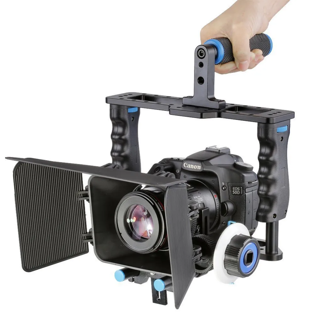 

5 In 1 DSLR Rig Kit Camera Shoulder Support Rig/Matte Box/Follow Focus/C Shape Bracket For Canon 5D Mark III 5D2 60D 70D