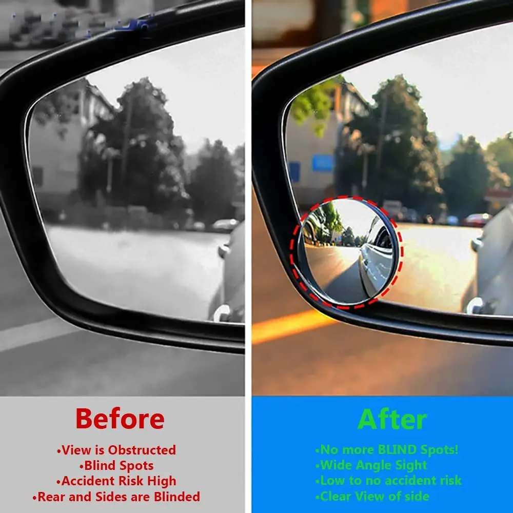 Car Blind Spot Rear View Mirror Wide Angle 360 Degree Adjustable Small Round Mirror Car Reverse Auxiliary Rearview Convex Mirror