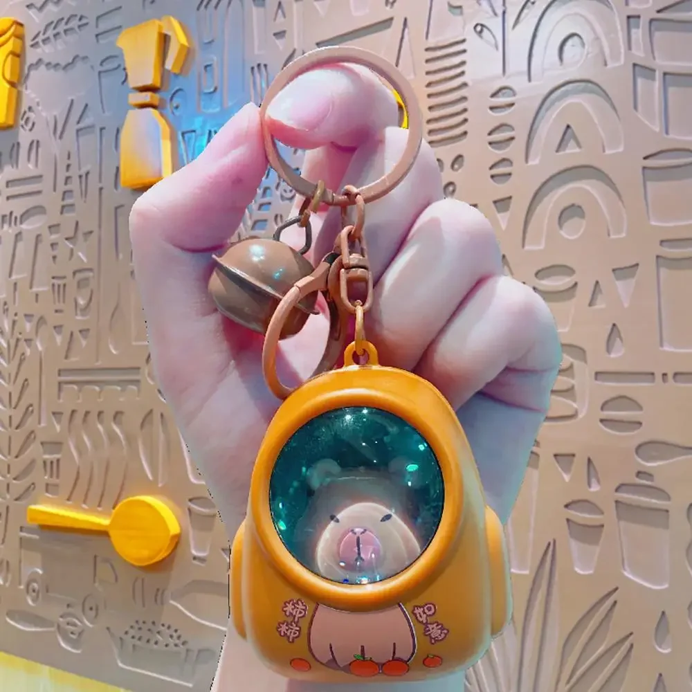 Creative Kapibala Luminous Keychain Cute Cartoon Space Capsule Capybara Keyring Schoolbag Pendant Trinket Friend Gift image 6