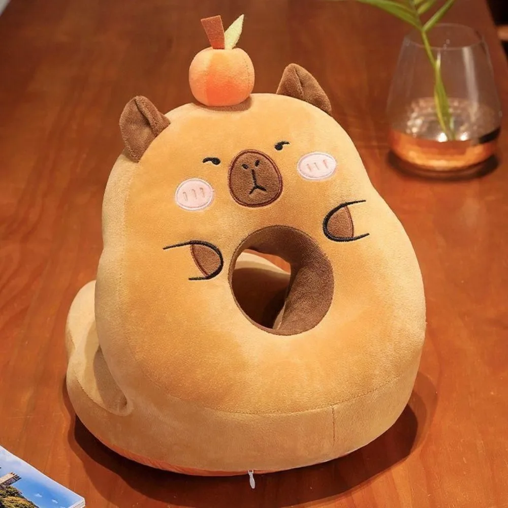 

Double-sided Capybara Office Nap Pillow Plush&Ice Silk Super Soft Hand Warmer Pillow Cartoon Keep Warm Capybara Neck Pillow