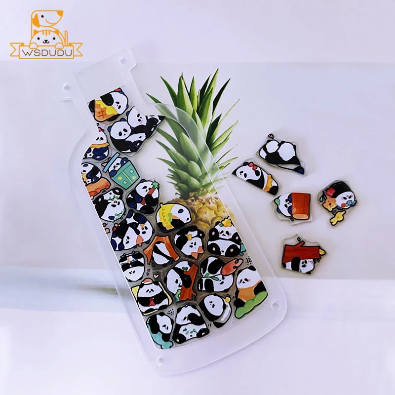 Acrylic Puzzle Cute 3D Jigsaw Toy Animal Panda Cartoon Shape Creative Hard Blocks Clear Assembly Bottle Fun Game Children Gifts