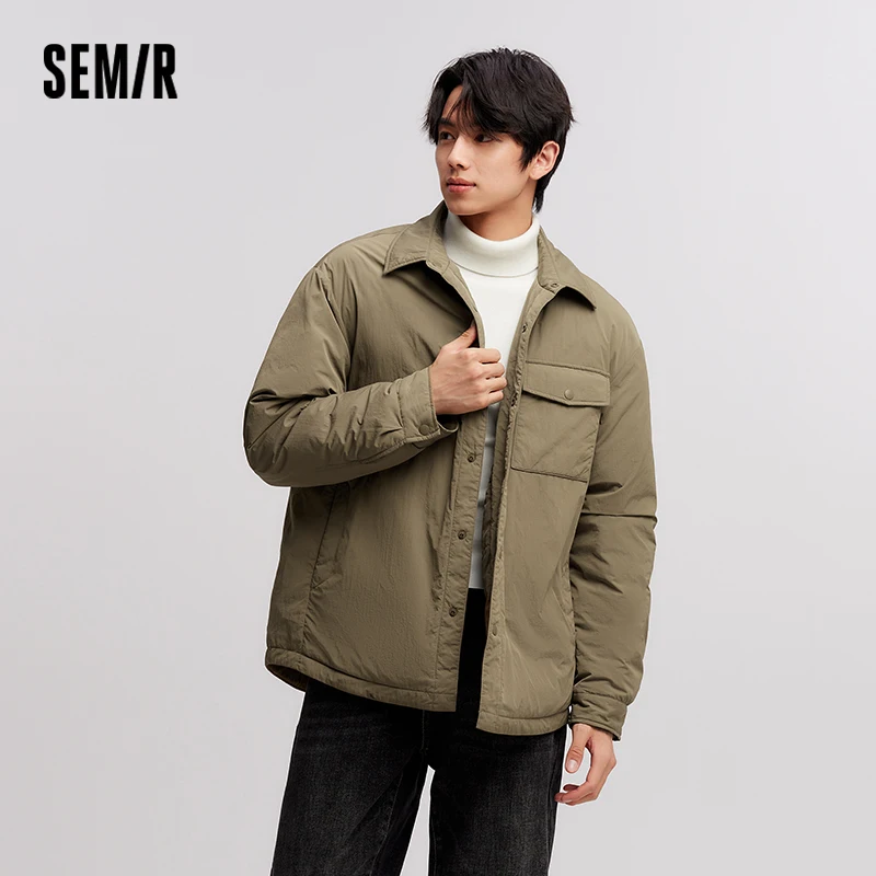 Semir Down Jacket Men Waterproof 2024 Winter New Slightly Wrinkled Thin Coat Solid Color Versatile