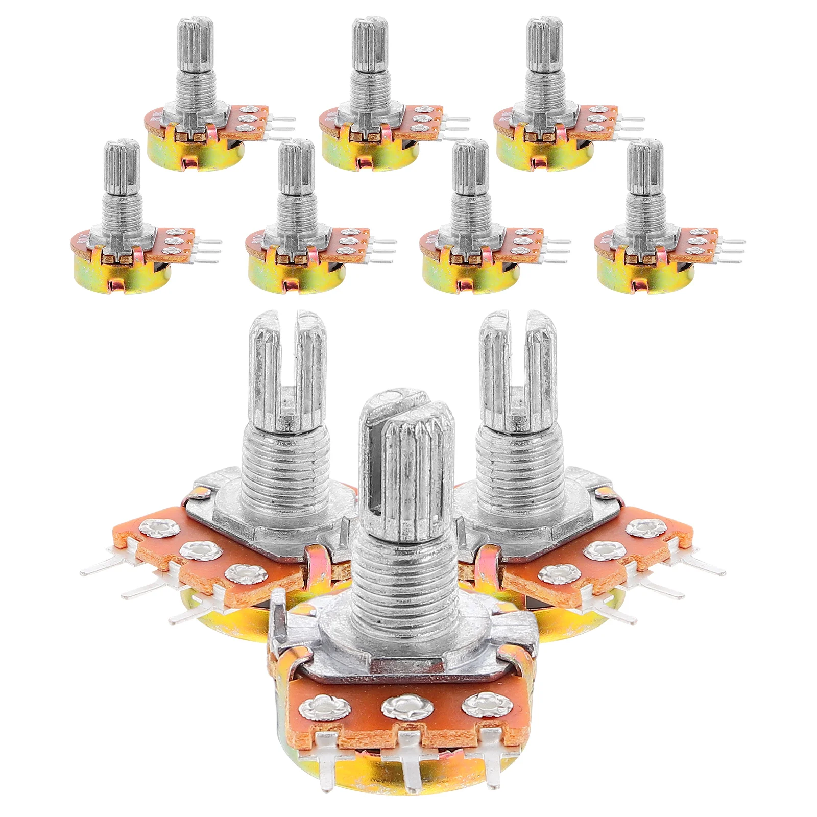 

10pcs Potentiometer Single Turn Variable Resistor Audio Taper Replacement Copper Adjustable Guitar Bass Electronic Accessories