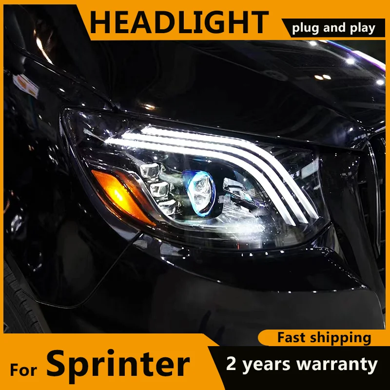 Car Lights for Mercedes Benz Sprinter 2018-2023 FULL LED Headlights Assembly Upgrade Dynamic Turn Signal Laser Lens Headlight