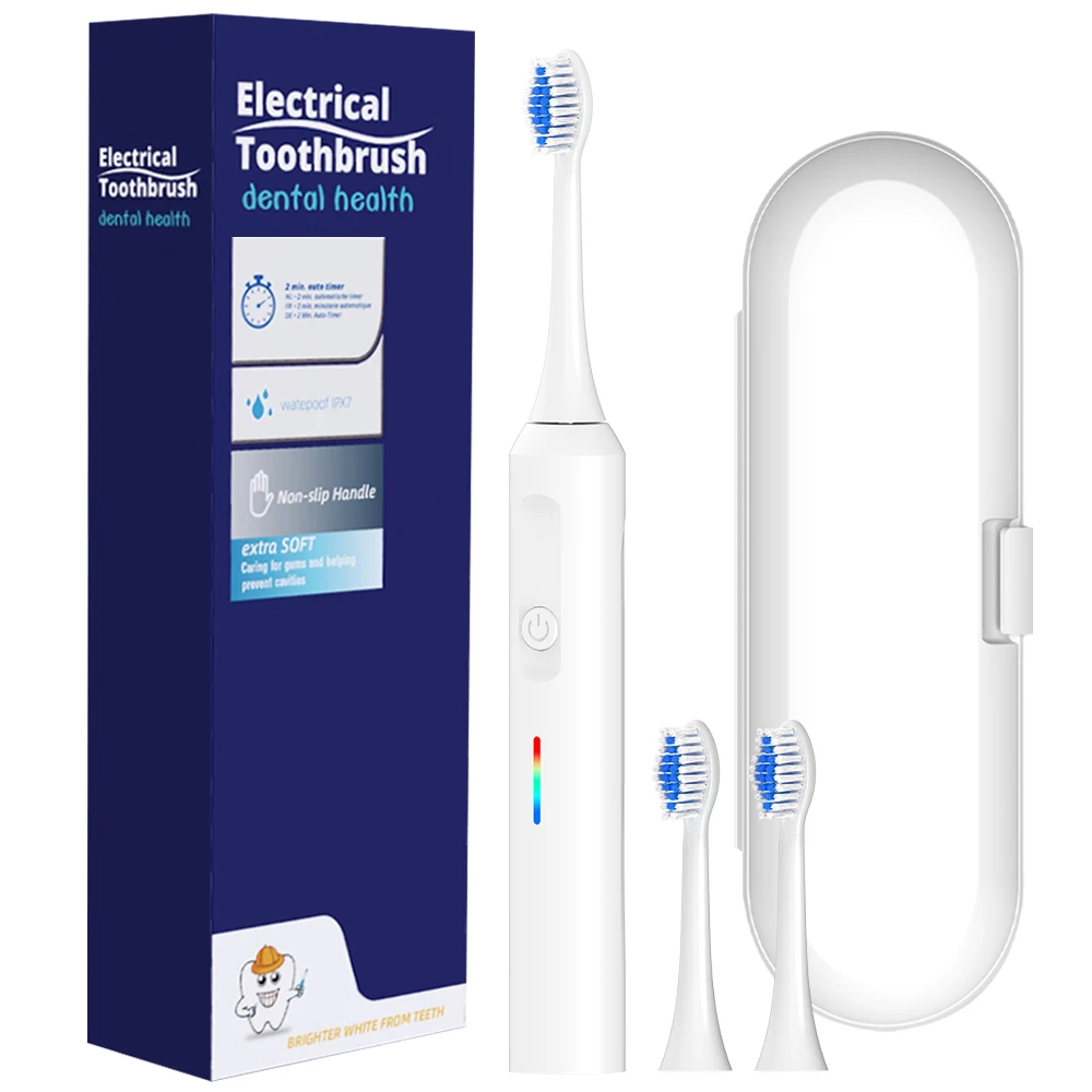 

Водонепроницаемая умная электрическая звуковая зубная щетка с 3 режимами и дорожным чехлом, совместимая со сменными насадками Philips Sonicare.