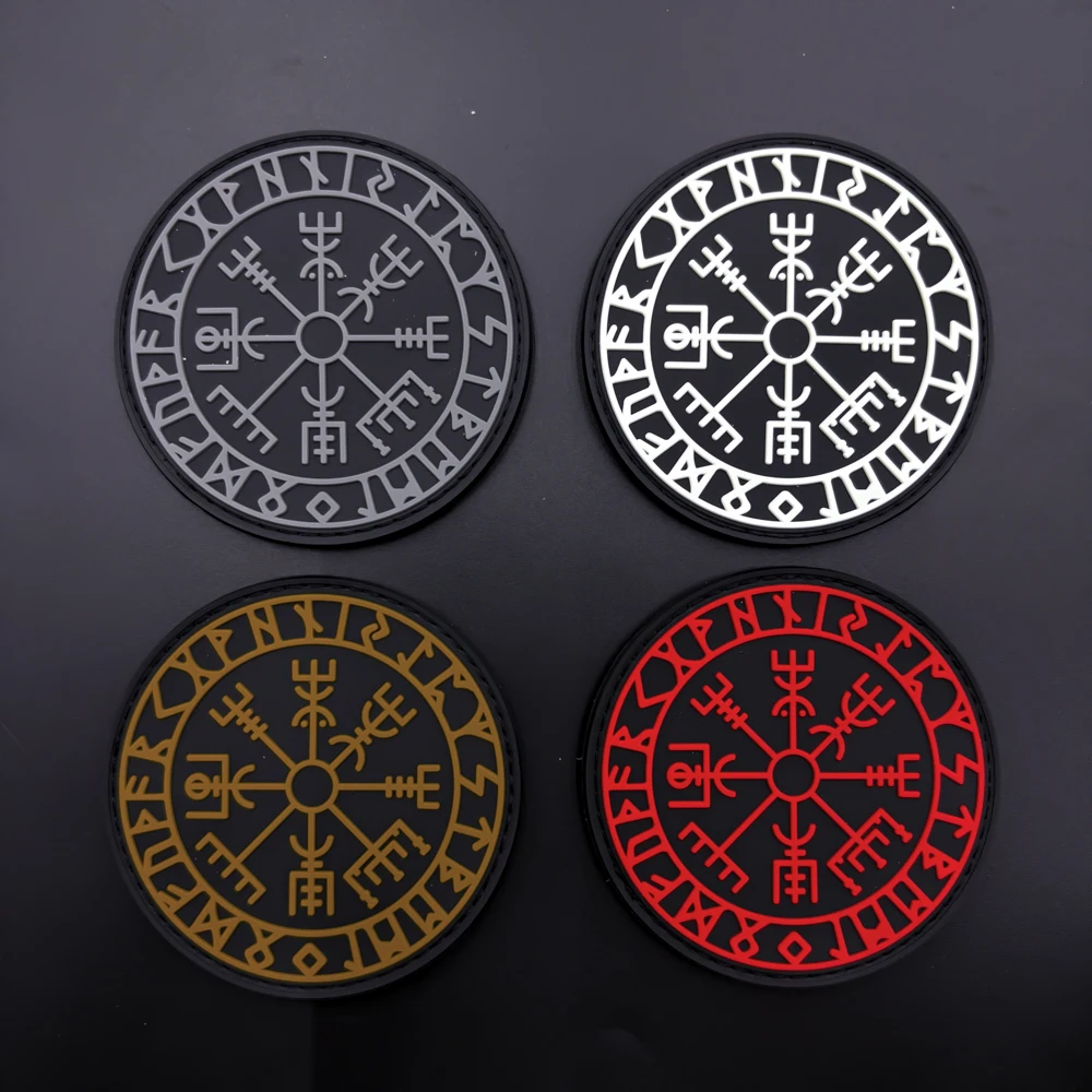 

A Viking Rune Pattern Pvc Patch Badge Sticker, with a Glow-In-The-Dark Effect, Has a Hook on the Back, Suitable for Bags, Backpacks, Vests, and Clothing Decoration Embroidery Patches, Soft Rubber
