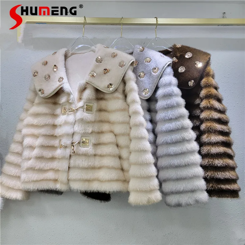 

2024 Autumn Winter New Light Luxury Fashion Large Lapel Imitation Faux Fur Loose Versatile Socialite Nice Temperament Short Coat