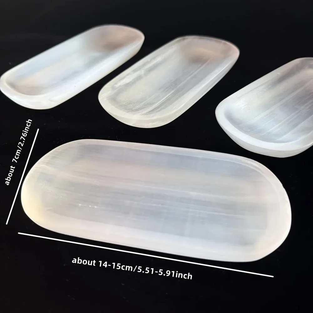 Natural White Selenite Crystal Bowl Gypsum Stone Reiki Healing Energy Home Decor Moroccan Mineral Specimen Decorative