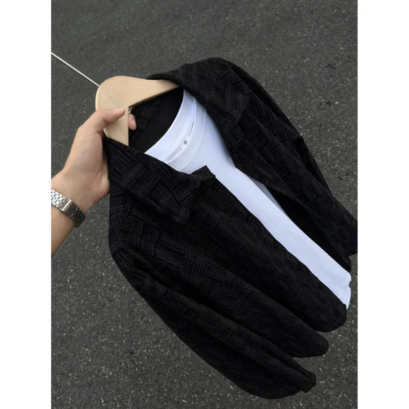 American Casual Plaid Long Sleeve Shirt Men Spring Autumn Loose Casual Style Button up Collar Spring Autumn Men's Fashion Shirt