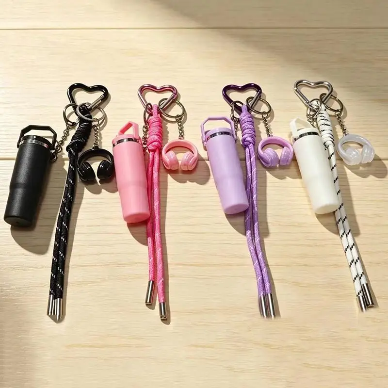 Sport-Wasserflasche, Kopfhörer, Schlüsselanhänger, Charm im Ins-Stil, Anti-Verlust Geflochtenes Seil für Damen, Taschendekoration, Taschenzubehör – Detail 5