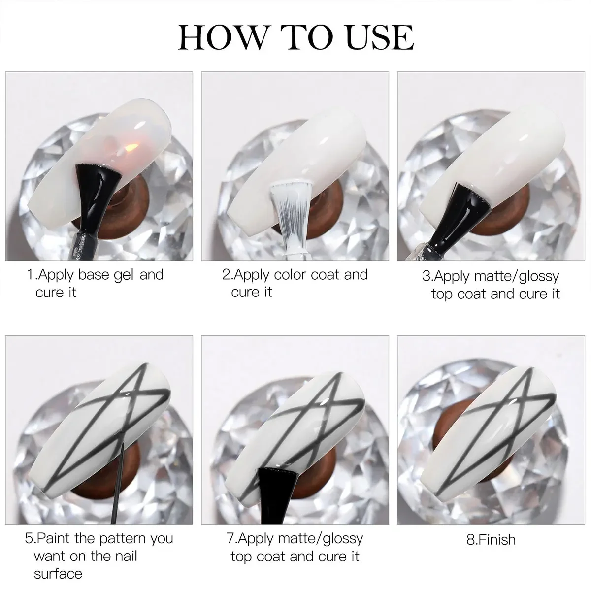 4 stücke Nagel Liner Gel Polnisch Kit Schwarz Weiß Gold Silber DIY Nagel Liefert Vernis Maniküre Design UV/LED zeichnung Malerei Gel Kleber