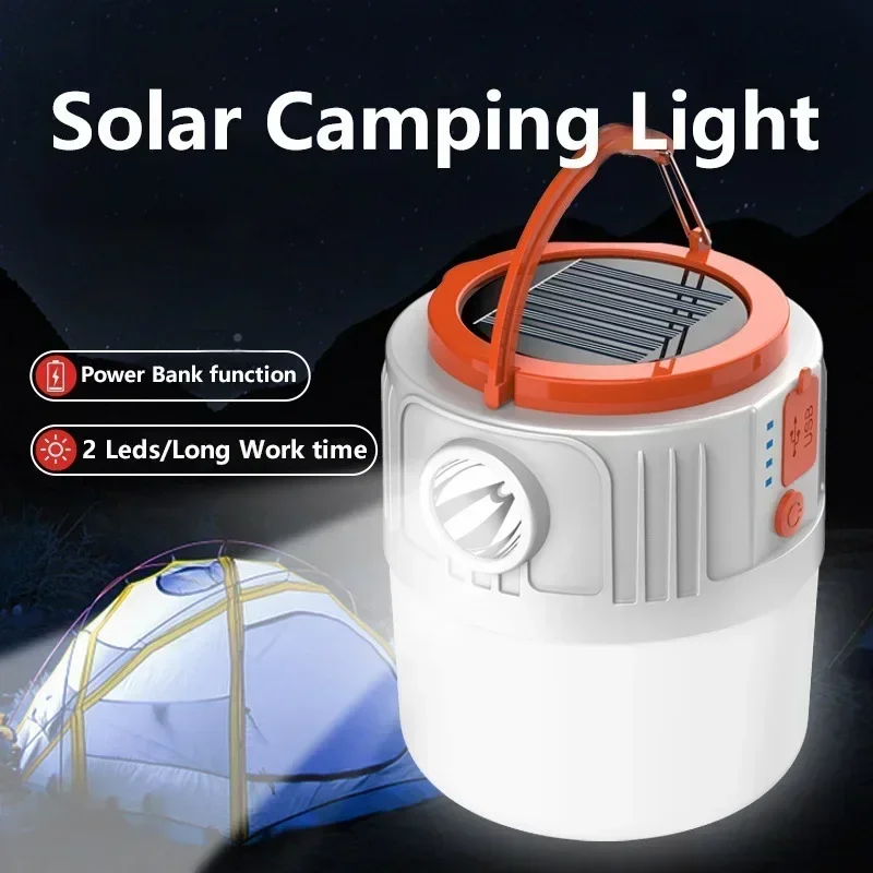 

Solar Camping Light Power Bank USB Rechargeable Bulb 6 Gears Remote Control Tent Lamp Portable Lanterns Emergency Lights Outdoor