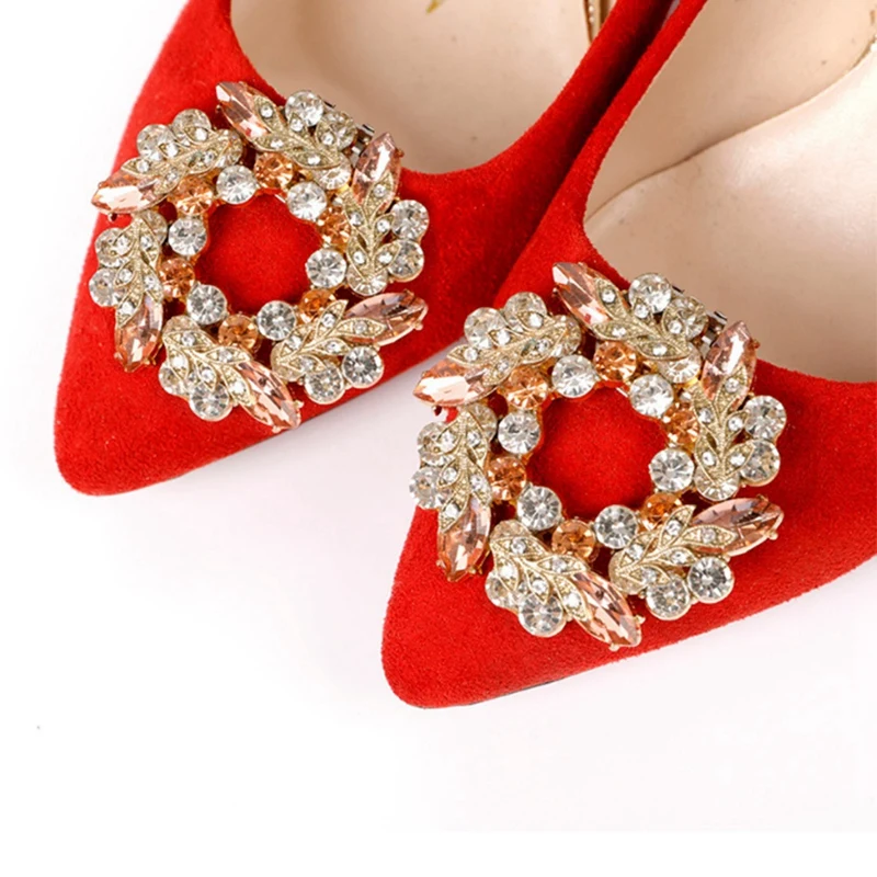 2 Pcs Wedding Women Bride High Heel Shoe Decorations Charm Buckle Clamp Shiny Rhinestone Decorative Clips