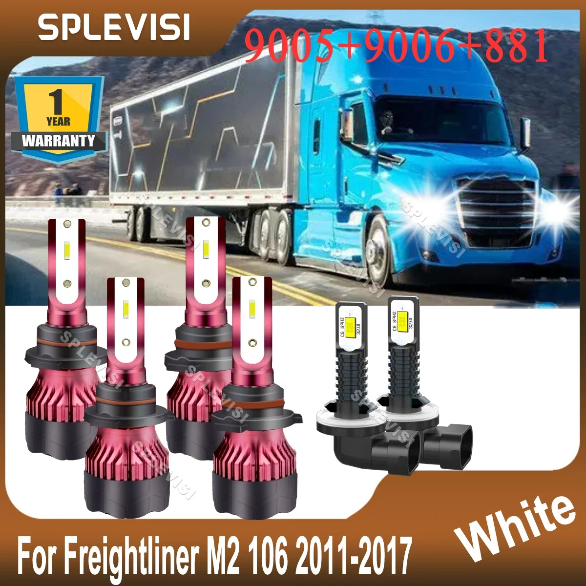 360-degree Luminescence Super Bright For Freightliner M2 106 2011 2012 2013 2014 2015 2017 LED Headlights Hi Low Beam Foglight