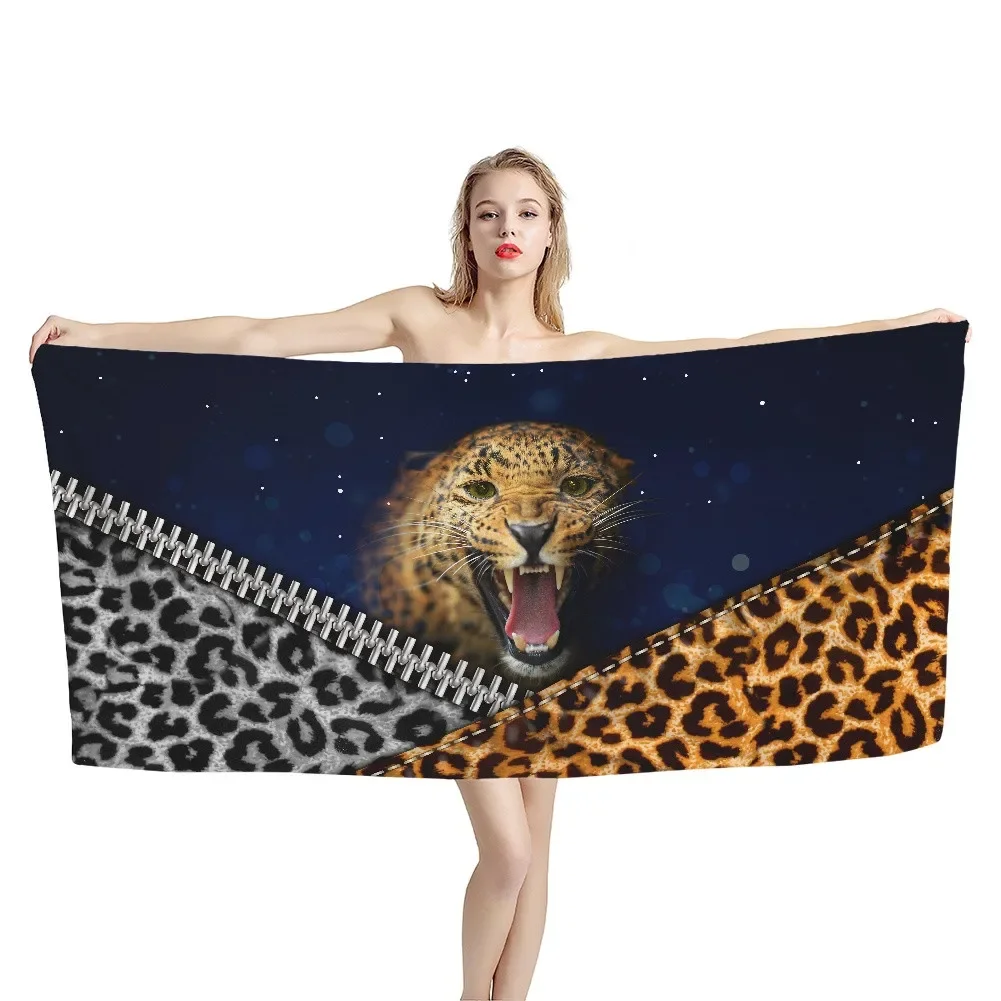 Animal Tiger Leopard Pug Dog Butterfly Pattern Bath Beach Towel for Adults Kids Soft Face Shower Towels Camping Travel Gym Yoga