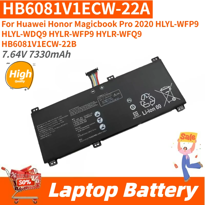 

7.64V 7330mAh High Quality Laptop Battery HB6081V1ECW-22A For Huawei Honor Magicbook Pro 2020 HYLR-WFP9 HYLR-WFQ9 HLYL-WFP9