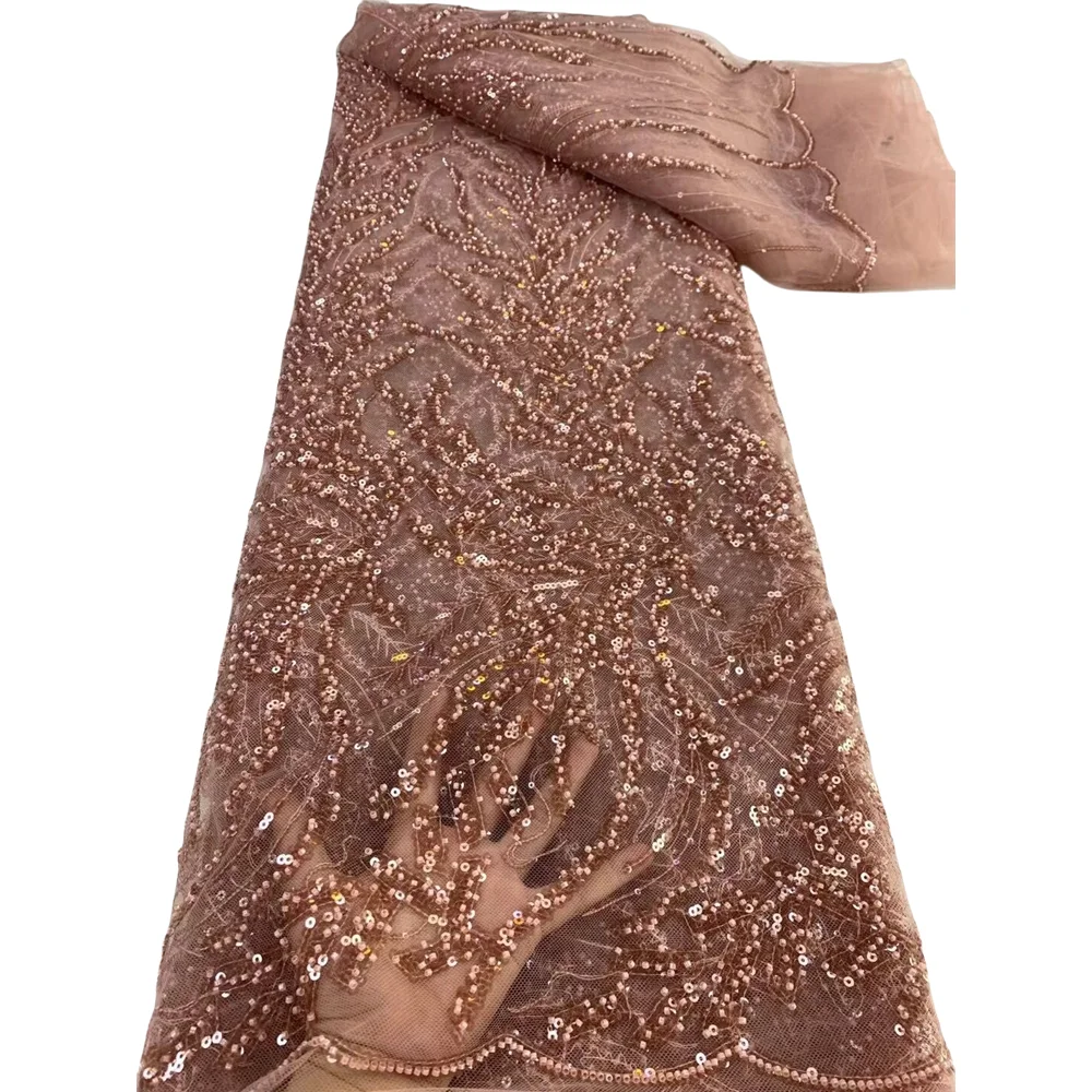 

Mesh Fabric L-1406423 Design Sequins and beads Lace Fabric for Sewing African French Tulle Net