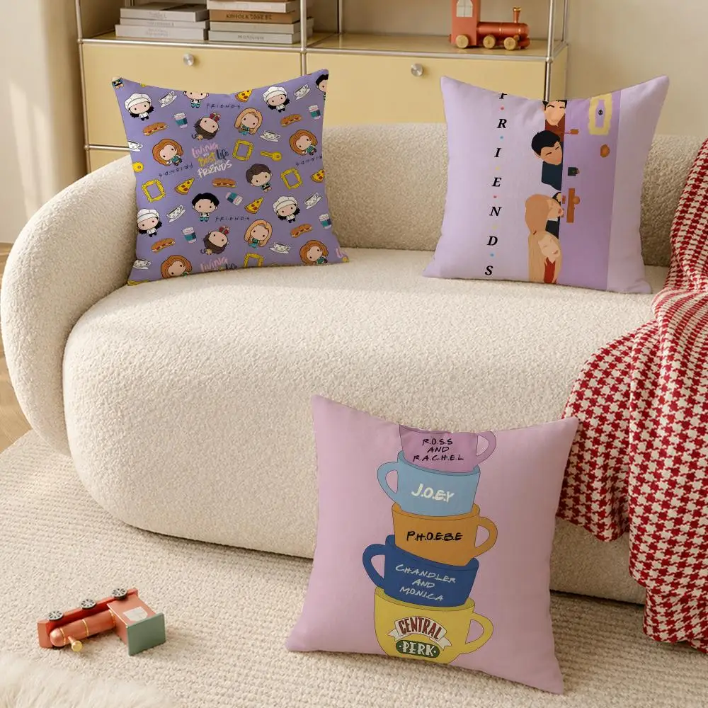 Classic F-Friends Tv Show Cushion Cover Wrinkle-Resistant Short Plush Cushion Covers Breathable Machine-Washable