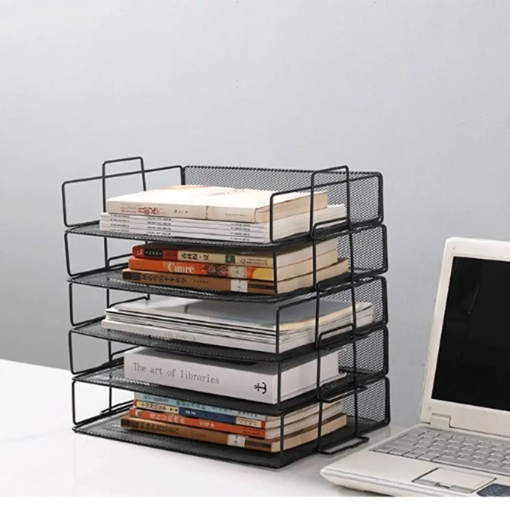 

Single Layer File Storage Rack Stackable a4 Letter Tray Organizer Space Saving Durable Desktop Document Shelf Newspaper