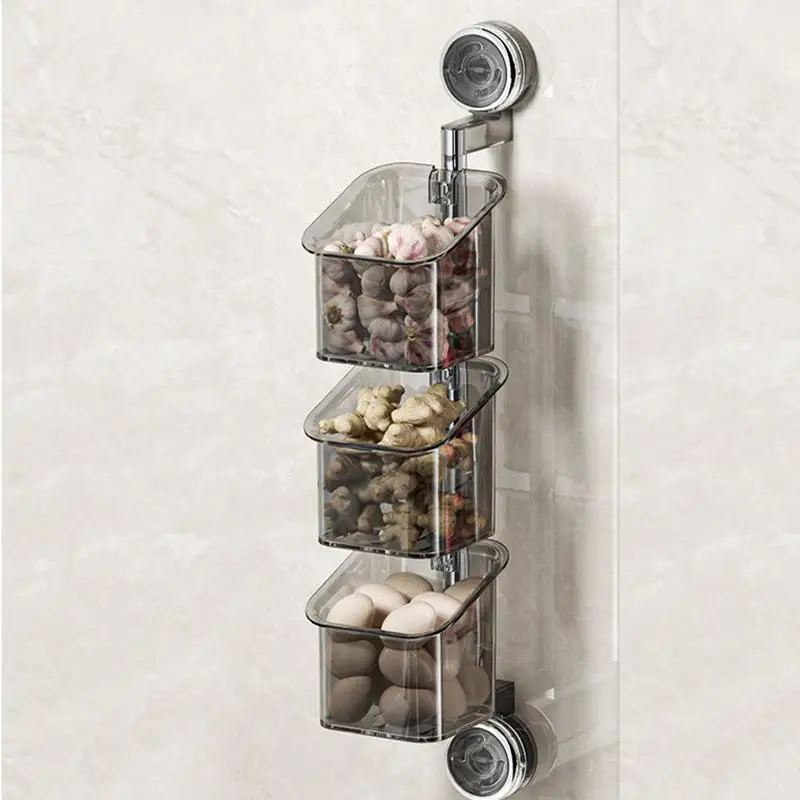 

Shower Shelves Suction Cup Shower Suction Shelf Storage Organizer Rotating Container With Drainage Wall Mount Box For Kitchen