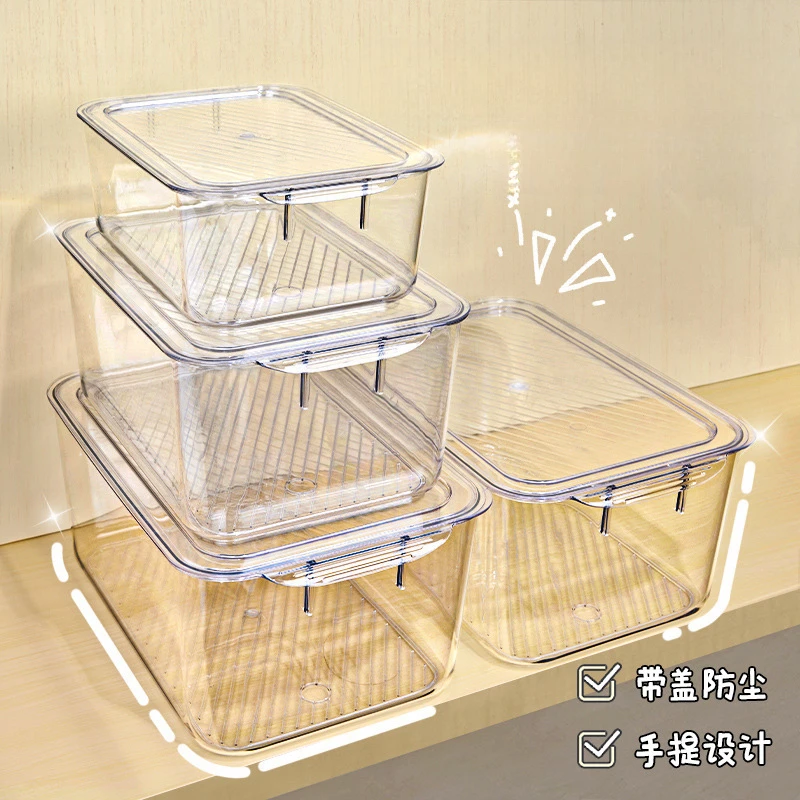 صندوق تخزين مكتبي شفاف مع غطاء بسيط، صندوق قرطاسية للطلاب، صندوق تخزين وتنظيم مستحضرات التجميل