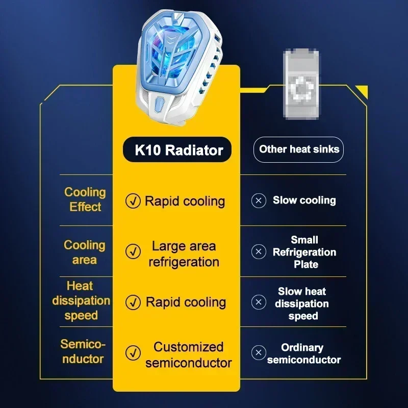 K10 radiador semicondutor de telefone móvel tipo-c clipe traseiro ventilador de refrigeração para android iphone tе klaфона acessórios de jogos refrigerador de jogo