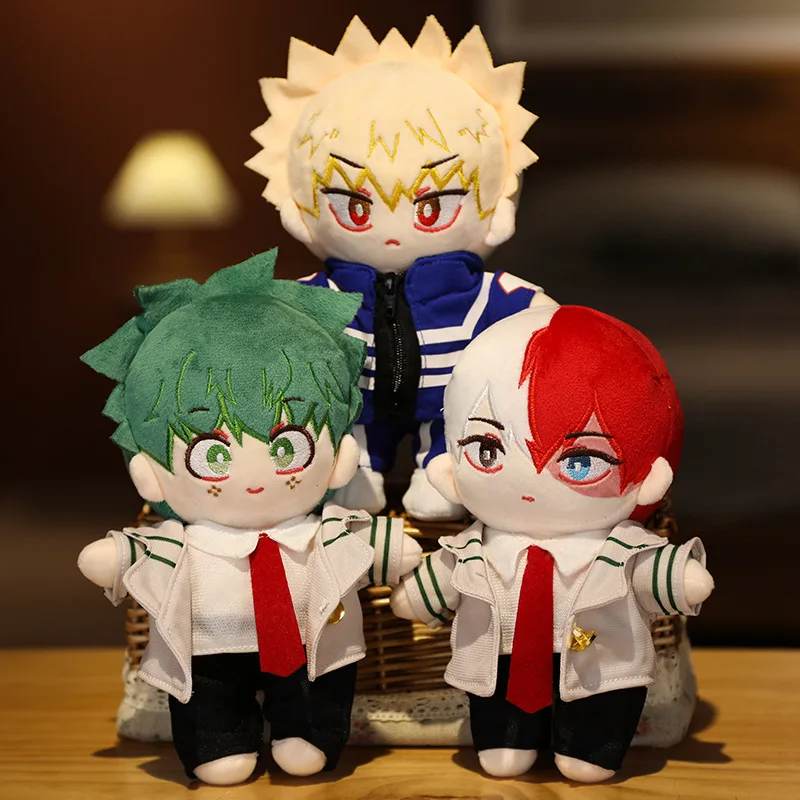 1pc 20cm New My Hero Academia Peluche Toys Stuffed Soft Anime Midoriya Izuku Bakugou Katsuki Todoroki Shoto Dolls Kids Gifts