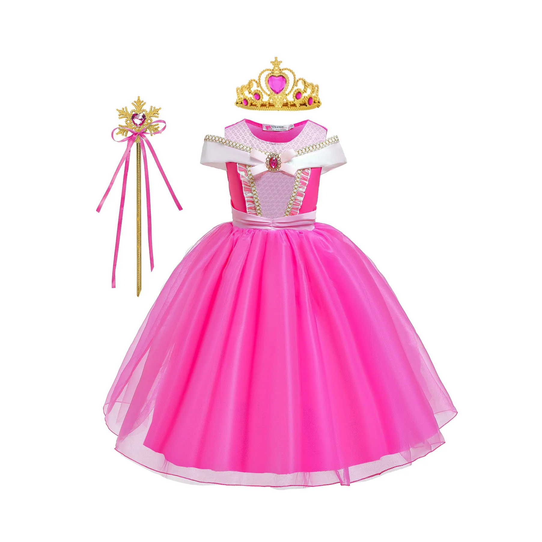 Meisje Roze Jurk Aurora Kids Cosplay Kostuum Prinses Deluxe Outfit Kinderen Verjaardagsfeestje Elegante Baljurk Fee Vermomming Sets