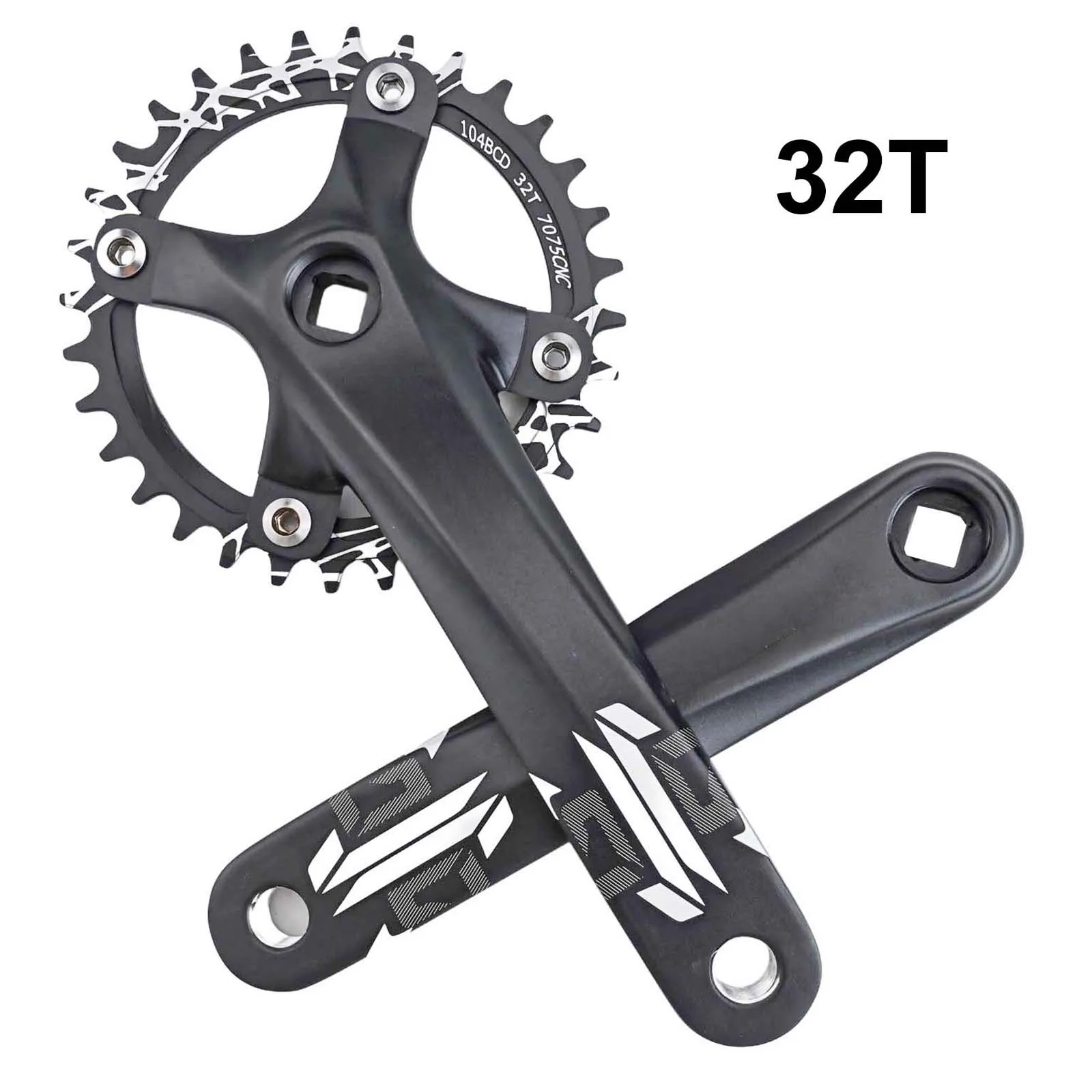 Aluminum Alloy Square Taper Crankset Compatible with 104BCD Chainrings Ideal for Single Speed Mountain and Road Bikes