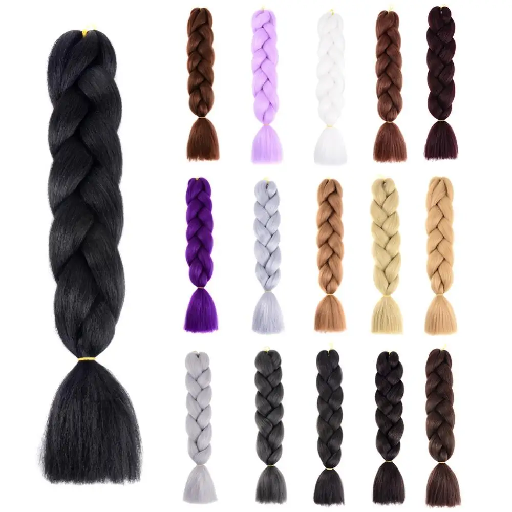 Extensiones de Cabello sintético, trenzas africanas de ganchillo, cola de caballo trenzada Jumbo, fibra de alta temperatura, 60cm