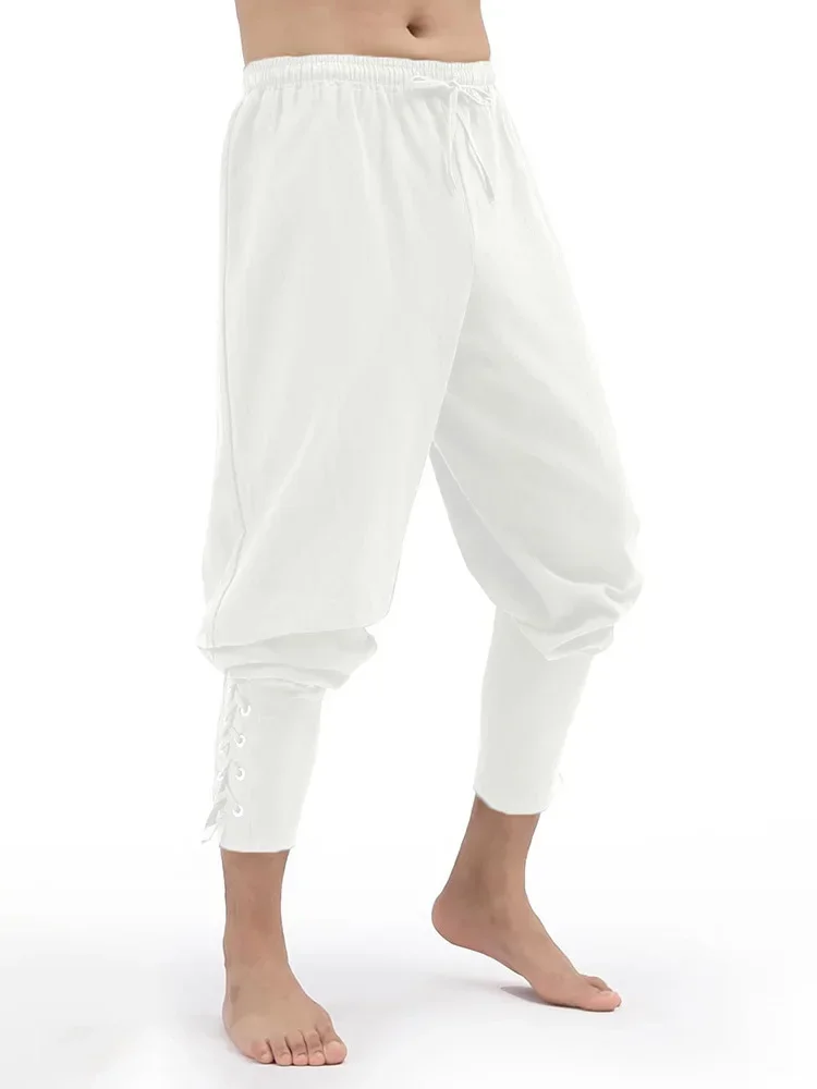 Herren Frühling Sommer Vintage Mittelalterliche Wikinger Baumwoll-Leinen-Hosen Halloween Mode Vintage Herrenhosen – Detail 8