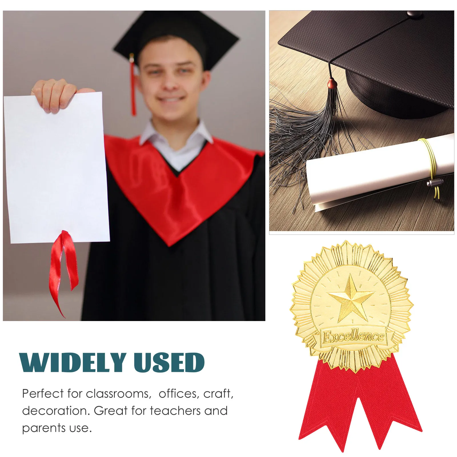 1Set Elegant Achievement Stickers Certificate Award Seals Graduation Diploma Excellence Embossed Sealing Decals Academic