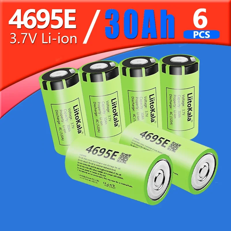 6 buah LiitoKala 4695E 3.7V 30Ah baterai Lithium 120A sel daya tinggi DIY 12v 24v 36V Inverter surya energi pengapian otomotif