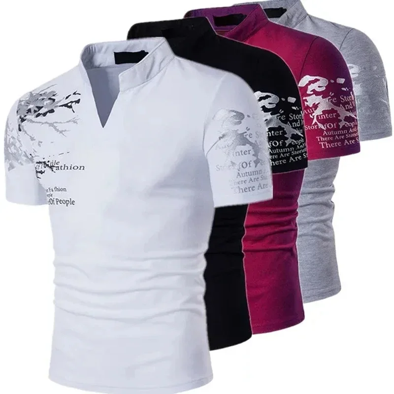 

Men's Polo Shirt Golf Shirt Graphic Prints V Neck Outdoor Street Short Sleeves Print Clothing Sports Fashion Streetwear Designer