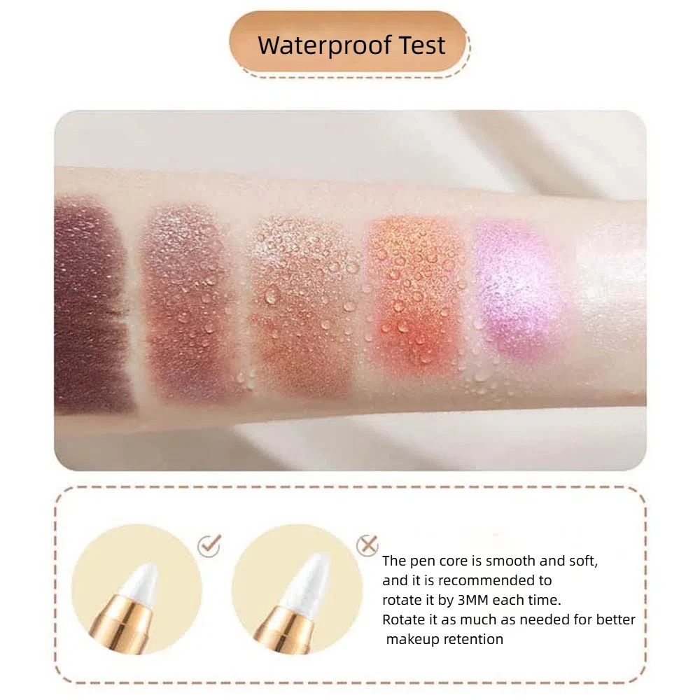 防水グリッターアイシャドウペン ダブルヘッドアンチオイルアイシャドウスティック ナチュラルスマッジプルーフアイシャドウハイライトスティック